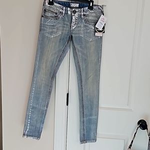 nwt women's sz 28 free people jeans Silver coated